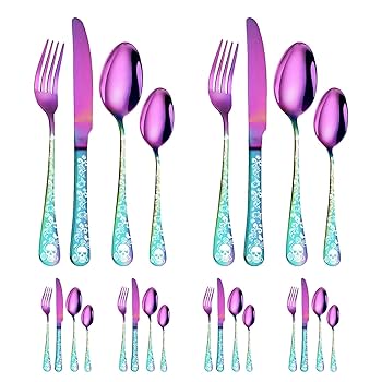 Amazon | 金属製食器セット - カトラリーセット 6 用、24 点